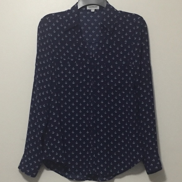 Express Tops - Express portfolio navy blue anchor shirt